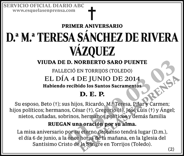 M.ª Teresa Sánchez de Rivera Vázquez